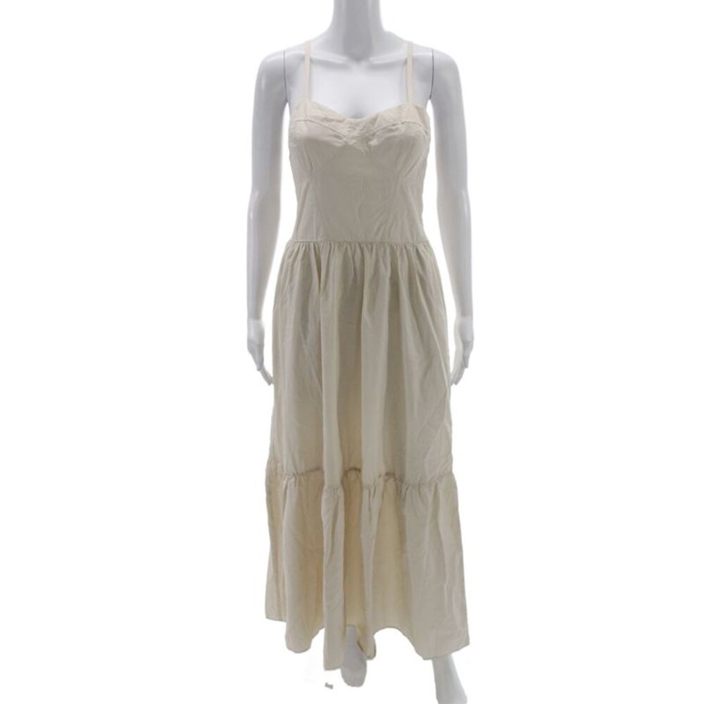 YFB Womens Maxi Dress Beige Sweetheart Sleeveless Lyocell Bohemian Size M